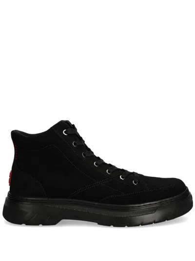 Hugo Boss Black Stacked Logo Boots In 001-black