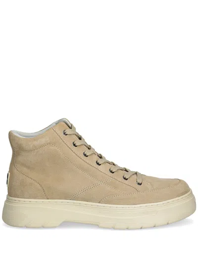 Hugo Boss Logo-patch Hi-top Sneakers In Neutrals