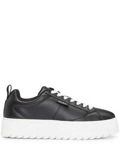 Hugo Boss Logo-patch Platform Sneakers In Black