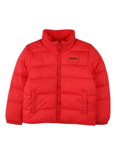 Hugo Boss Kids' Logo-patch Puffer Jacket In Red