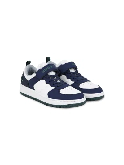 Hugo Boss Kids' Logo-patch Trainers In White