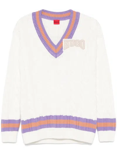 Hugo Boss Logo-patch Sweater In White