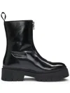 Hugo Boss Ankle Boots In Tumbled Leather With Front Zip In Black