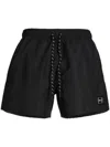 Hugo Boss Logo-plaque Drawstring Shorts In Black