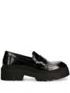 Hugo Boss Stacked-logo Loafers In Leather With Chunky Sole In Black
