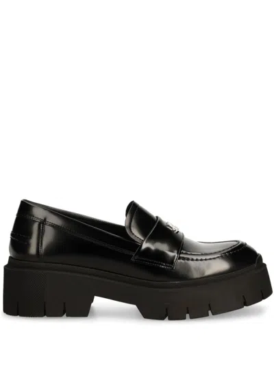 HUGO BOSS LOGO-PLAQUE PLATFORM LOAFERS