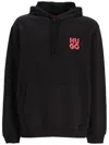 Hugo Boss Cotton-terry Hoodie With Stacked Logo Print In Black