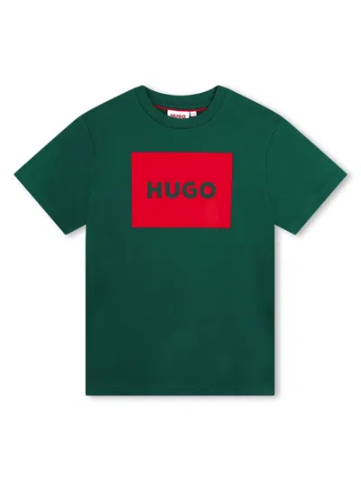 Hugo Boss Kids' Logo-print Cotton T-shirt In Green