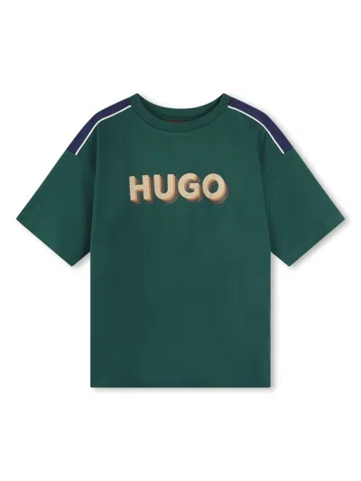 Hugo Boss Kids' Logo-print Cotton T-shirt In Green