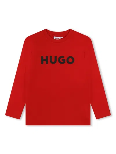 Hugo Boss Kids' Logo-print Cotton T-shirt In Red