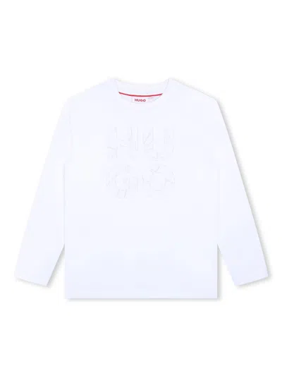 Hugo Boss Kids' Logo-print Cotton T-shirt In White