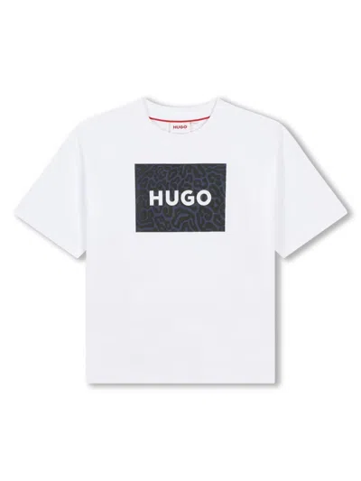 Hugo Boss Kids' Logo-print Cotton T-shirt In White