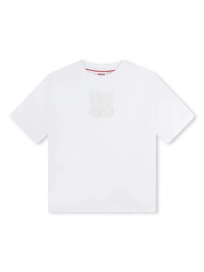 Hugo Boss Kids' Logo-print Cotton T-shirt In White