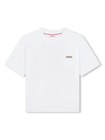 Hugo Boss Kids' Logo-print Cotton T-shirt In White