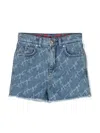 Hugo Boss Logo-print Denim Shorts In Blue