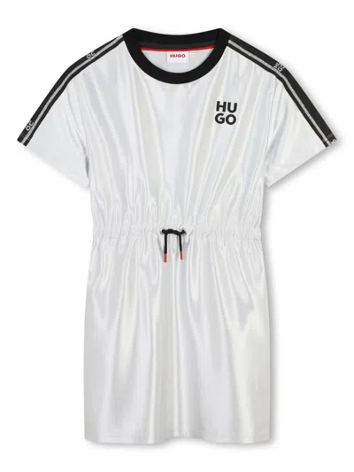 Hugo Boss Kids' Logo-print Drawstring Dress In White