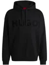 Hugo Boss Oversize-fit Hoodie In Cotton Terry With Tonal Logo In Black