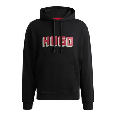 Hugo Boss Logo-print Hoodie In French-terry Cotton In Black