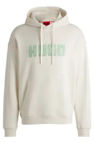 Hugo Logo-print Hoodie In French-terry Cotton In White