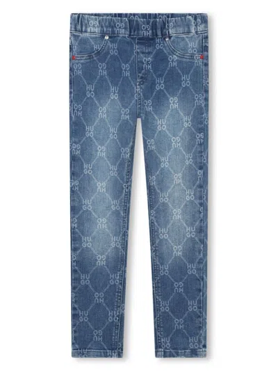 Hugo Boss Kids' Logo-print Jeggings In Blue