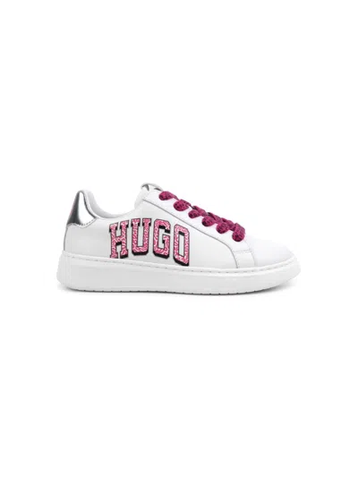 Hugo Boss Kids' Logo-print Lace-up Sneakers In White