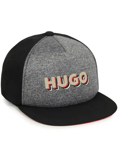 Hugo Boss Kids' Logo-print Panelled Cap In Black