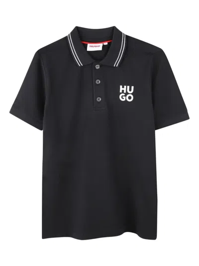 Hugo Boss Kids' Logo-print Polo Shirt In Black