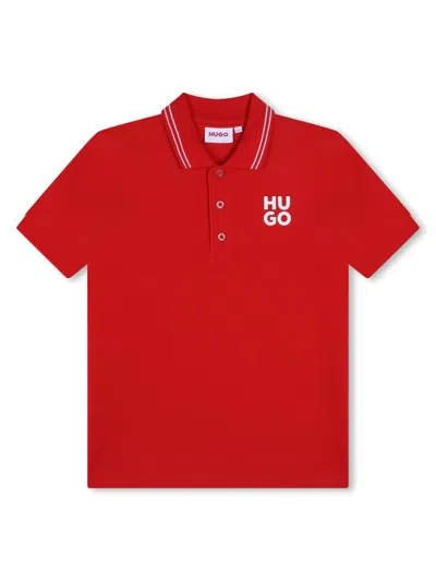 Hugo Boss Kids' Logo-print Polo Shirt In Red