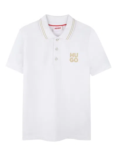 Hugo Boss Kids' Logo-print Polo Shirt In White