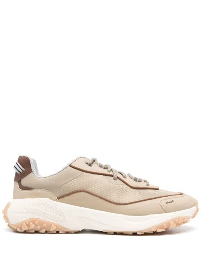Hugo Boss Logo-print Sneakers In Nude