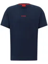 Hugo Boss Stretch-cotton Jersey Pajama T-shirt With Red Logo In Blue