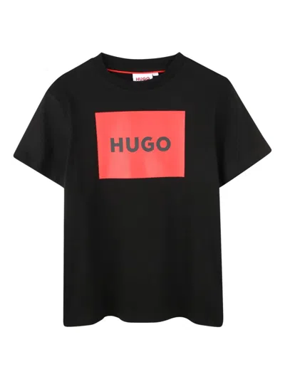 Hugo Boss Kids' Logo-print T-shirt In Black