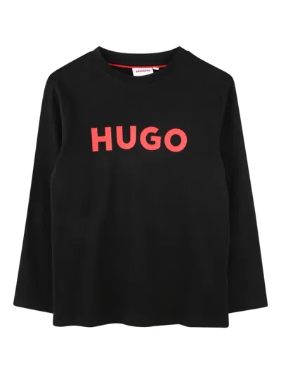 Hugo Boss Kids' Logo-print T-shirt In Black