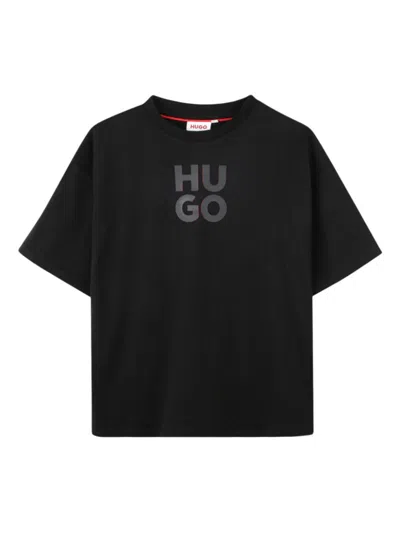 Hugo Boss Kids' Logo-print T-shirt In Black