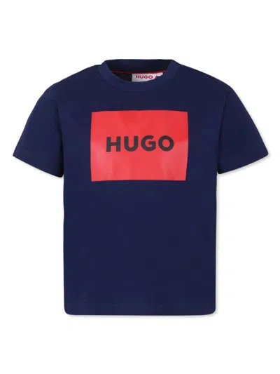 Hugo Kids'  Boys Logo Print T-shirt In Blue