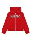 Hugo Boss Logo-print Zip-up Cardigan In Red