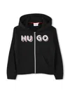 Hugo Boss Logo-print Zip-up Hoodie In Black