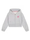 Hugo Boss Logo-print Zip-up Hoodie In Grey