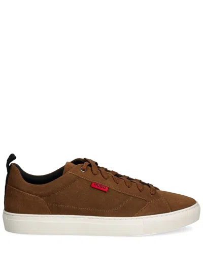 Hugo Boss Logo-tag Low-top Sneakers In Brown
