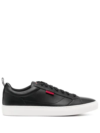 Hugo Boss Logo-tag Sneakers In 001-black