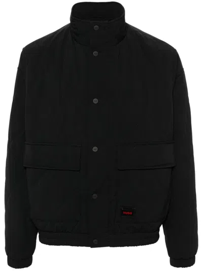 Hugo Boss Logo-tag Water-repellent Jacket In Black