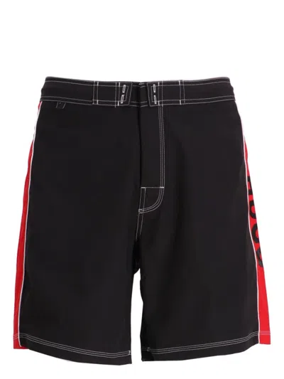 Hugo Boss Logo-tape Swim Shorts In Black