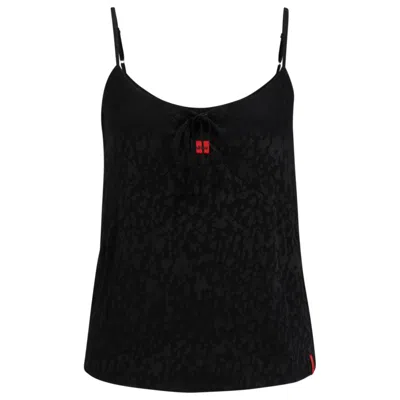 Hugo Logo-trim Pajama Vest With Signature Jacquard In Black