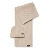 Hugo Boss Logo-trimmed Ribbed Beanie Hat And Scarf Gift Set In Beige