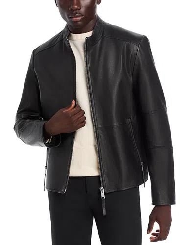Hugo Boss Lokis Slim Fit Leather Jacket In Black