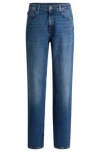 HUGO LONG-LENGTH STRAIGHT-FIT JEANS IN BLUE STRETCH DENIM