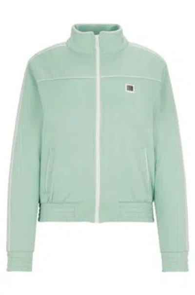 Hugo Loose-fit Jersey Jacket With Stacked Logo In Light Green
