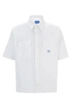 Hugo Boss Loose-fit Shirt In Cotton Twill With Logo Patch In White