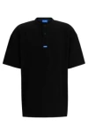 Hugo Loose-fit T-shirt With Henley Neckline In Black