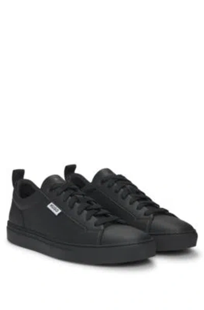 Hugo Boss Low-top Trainers In Grained Faux Leather In Black